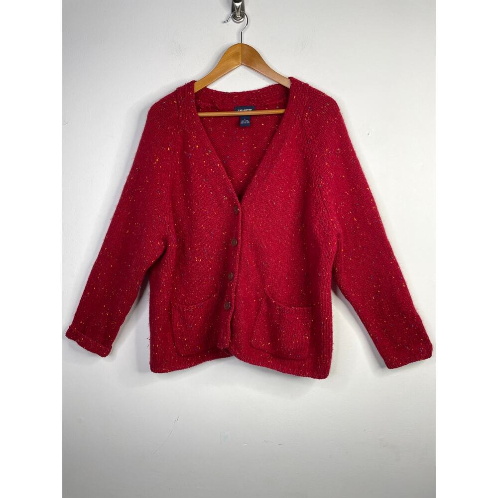 Vintage 90s The Limited Red Confetti Cardigan Sweater Slouchy Baggy womens L